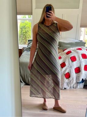 Donna Morgan Multicolor Crochet Maxi Dress - Includes Second Layer